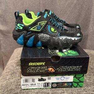 Skechers Skecho Saurus Lights Dino Blue Kids Shoes Size 11.5 NWT